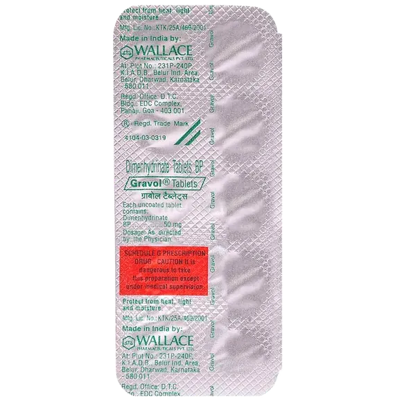 gravol 50mg tablet 10's